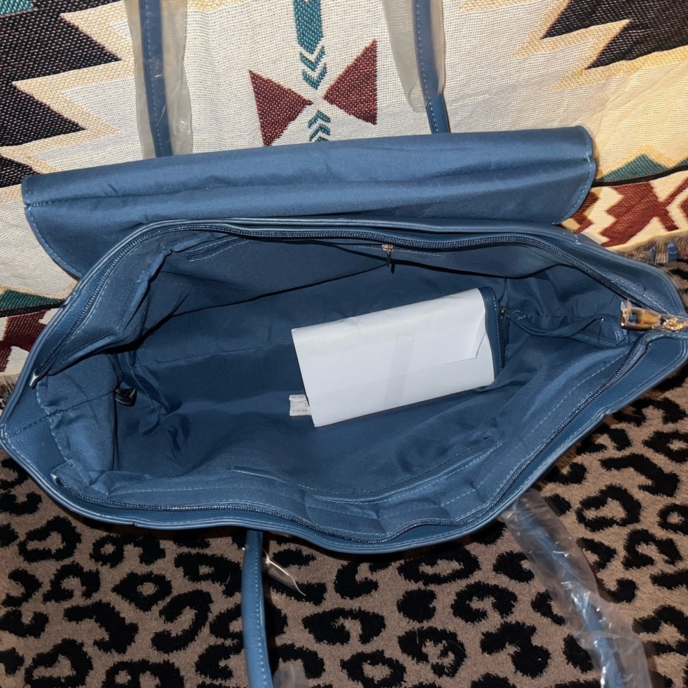 Alyssa Women's Laptop Tote Bag in Slate Blue - Picture 3 of 6